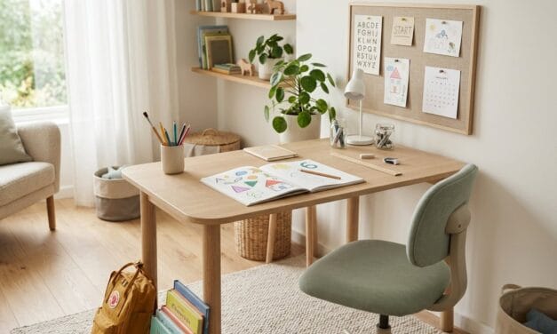 Skrivebord til et barn på 6 år – inspiration til skolestarten